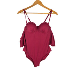 Elegant Burgundy One-Piece Swimsuit